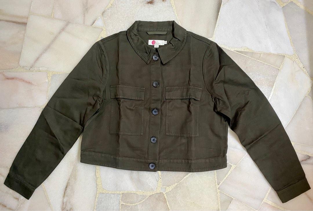 Boden Linen Cotton Blend Khaki Green Utility Jacket Women s