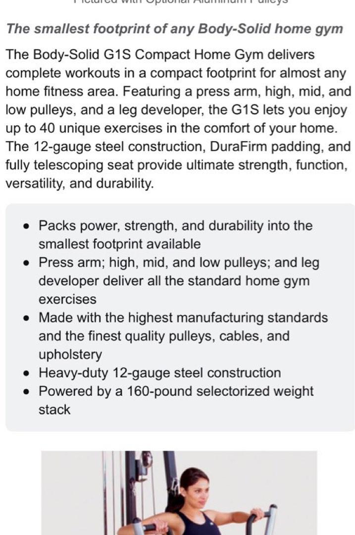 Body solid g1s selectorized deals weight stack home gym