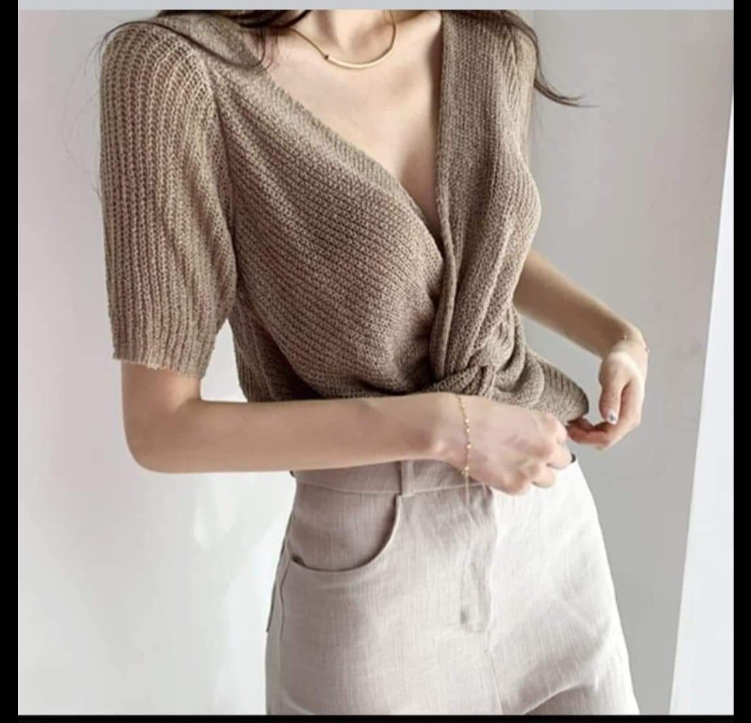 Straight-Neck Knit Top
