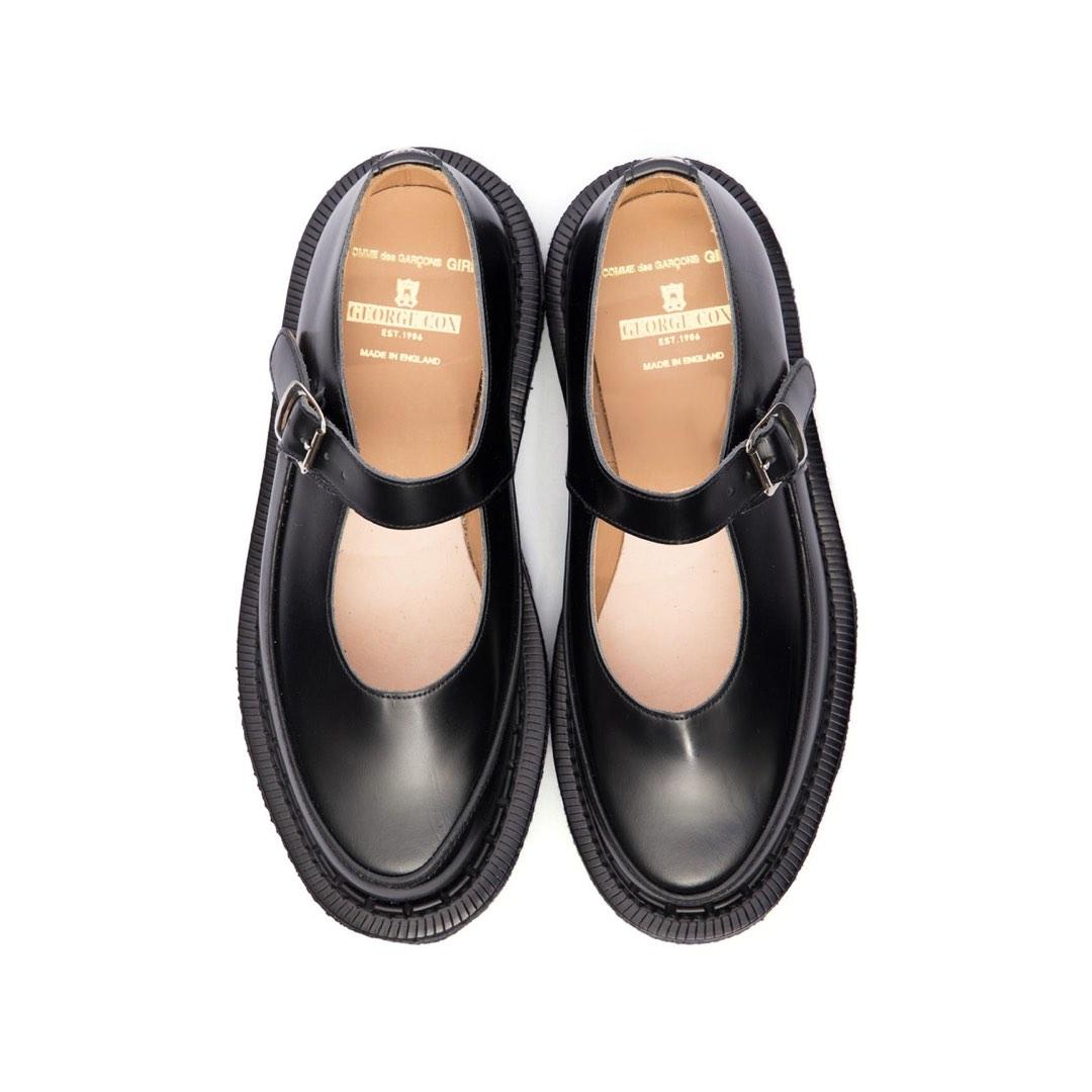 CDG GIRL X GEORGE COX COLLABORATION LEATHER CREEPERS IN BLACK MARY
