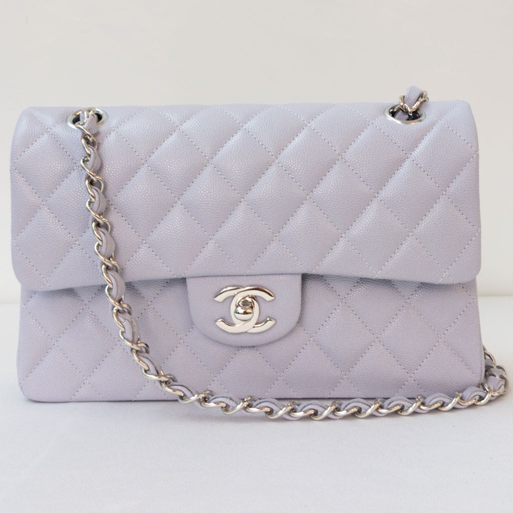 Chanel Classic Flap Small 21K Light Purple in Caviar Silver Hardware,  Luxury, Bags & Wallets on Carousell