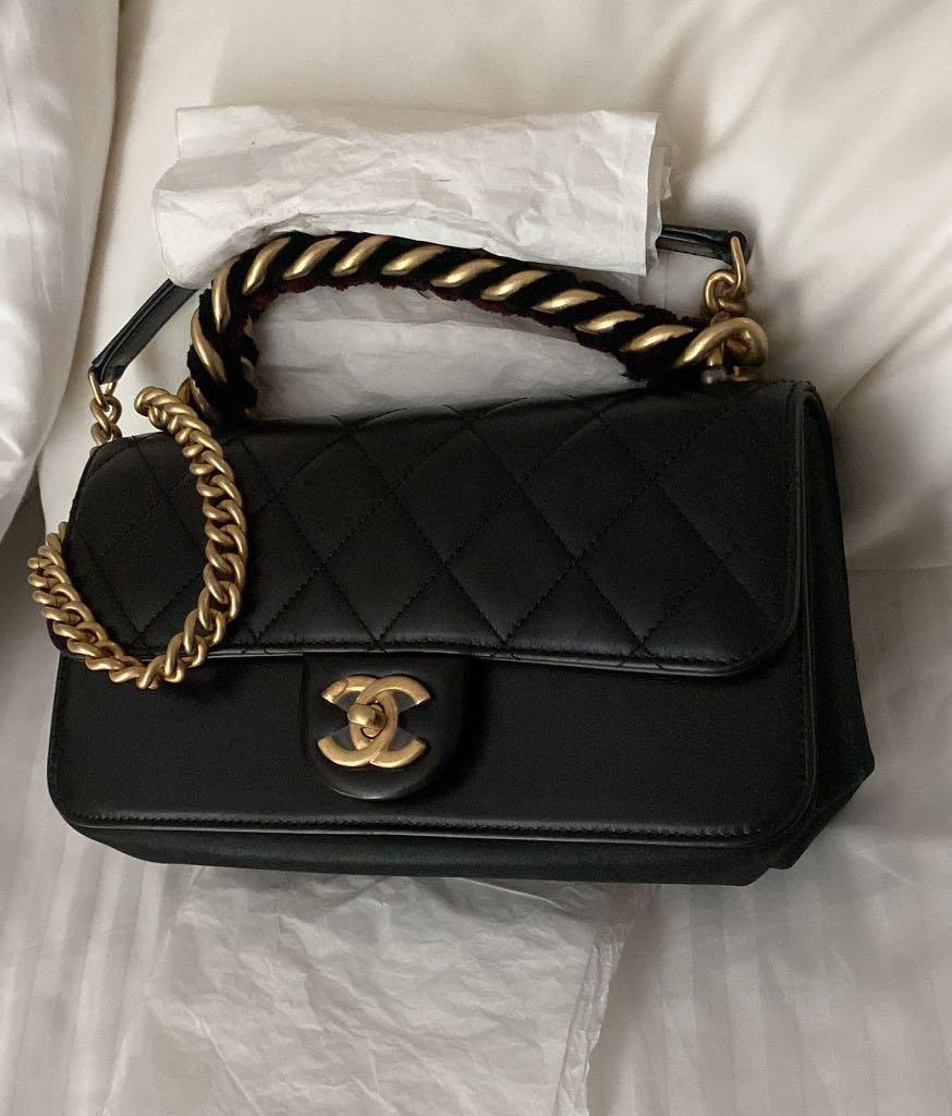 Chanel Paris-Cosmopolite Straight Lined Flap Bag Quilted Aged Calfskin  Small Black 1580701