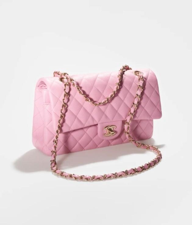 Chanel Grained Shiny Calfskin & Gold-tone Metal Pink, Luxury, Bags
