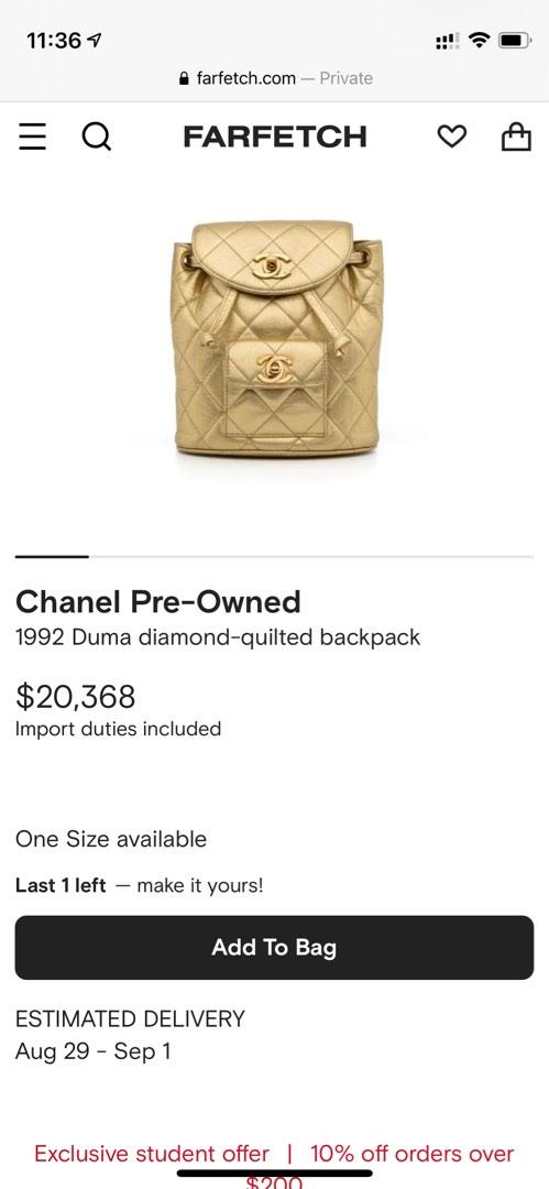 CHANEL Pre-Owned 1992 Duma diamond-quilted Backpack - Farfetch