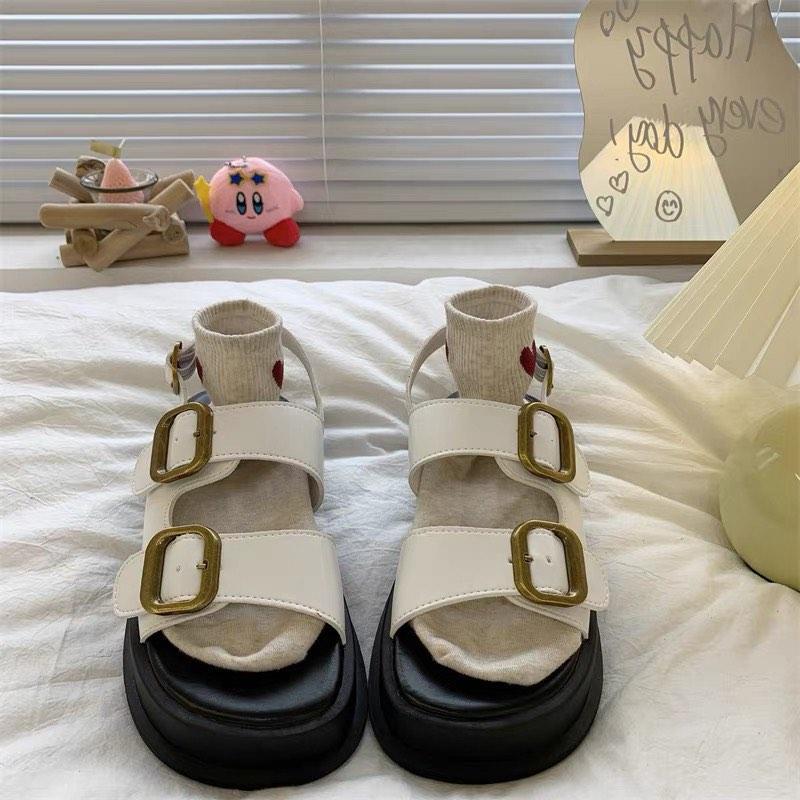 Chunky double strap sandals
