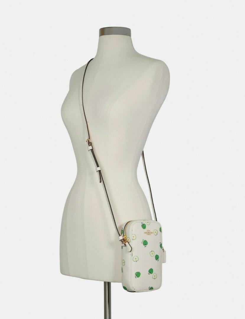 COACH NORTH/SOUTH ZIP CROSSBODY WITH APPLE PRINT, Women's Fashion, Bags
