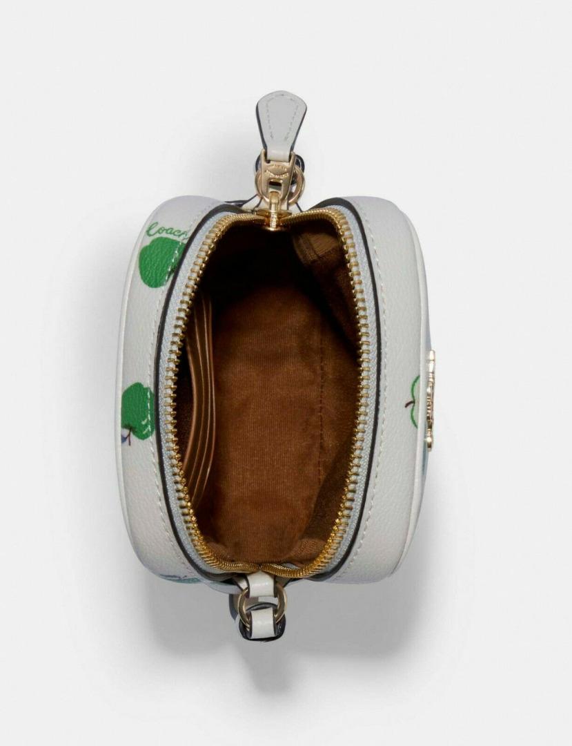 COACH NORTH/SOUTH ZIP CROSSBODY WITH APPLE PRINT, Women's Fashion, Bags