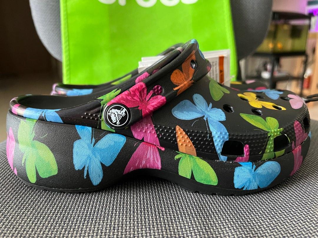 Black butterfly crocs store