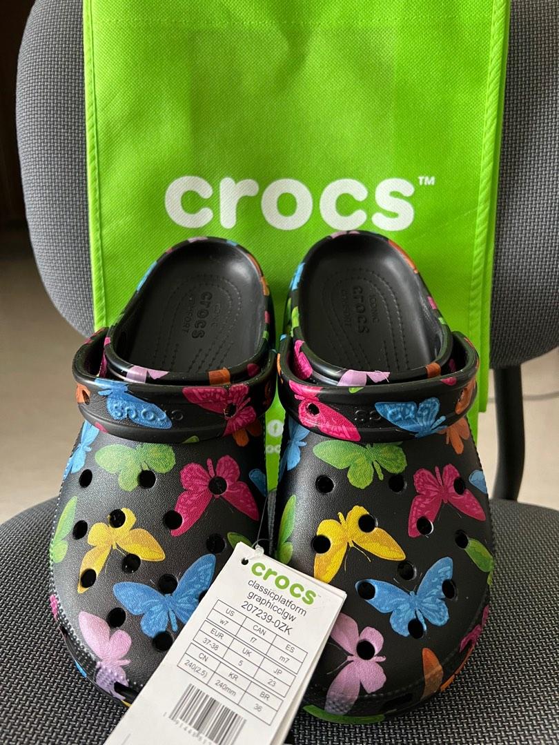 Black butterfly crocs deals