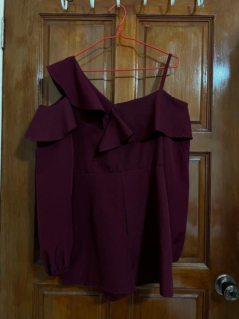 Cute Dark red jumpsuit, Women's Fashion, Dresses & Sets, Jumpsuits on