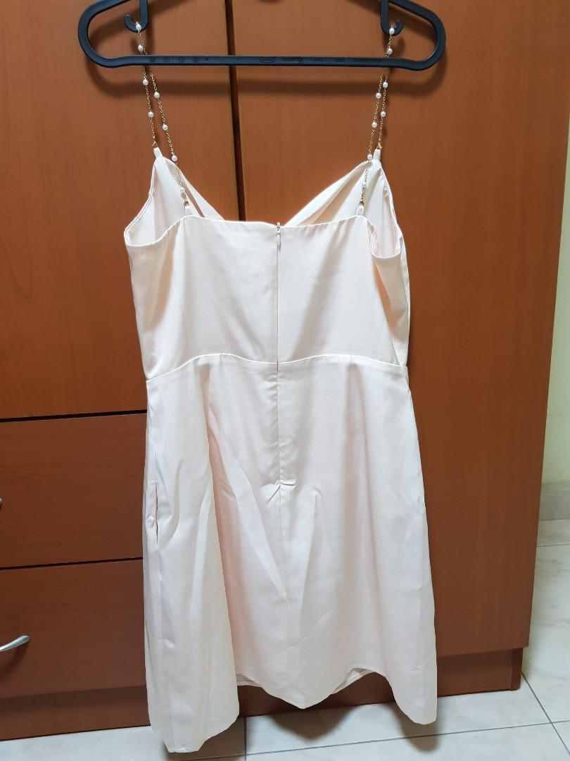 Pearl Cowl Neck Satin Dress