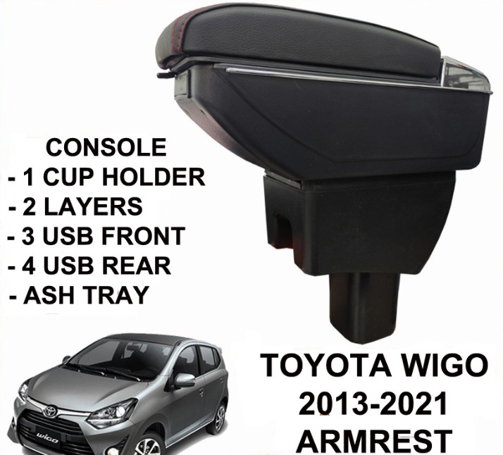 ELECTROVOX Toyota Wigo 2013 to 2022 Arm rest Console Box Double Layer