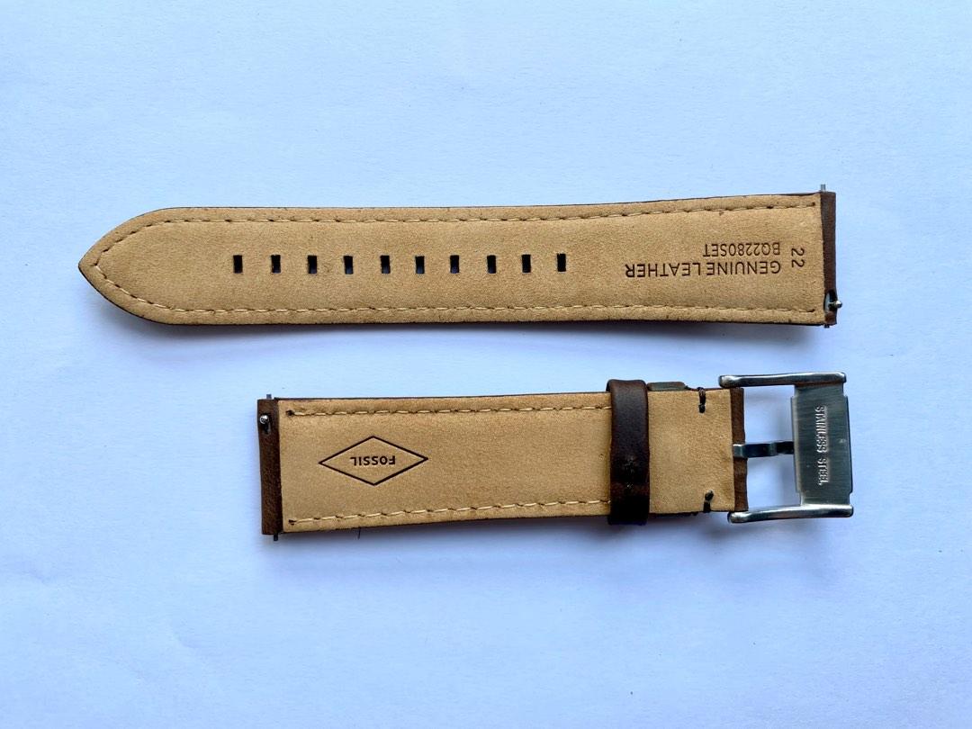 Fossil Brown genuine leather watch strap 22 mm lug width