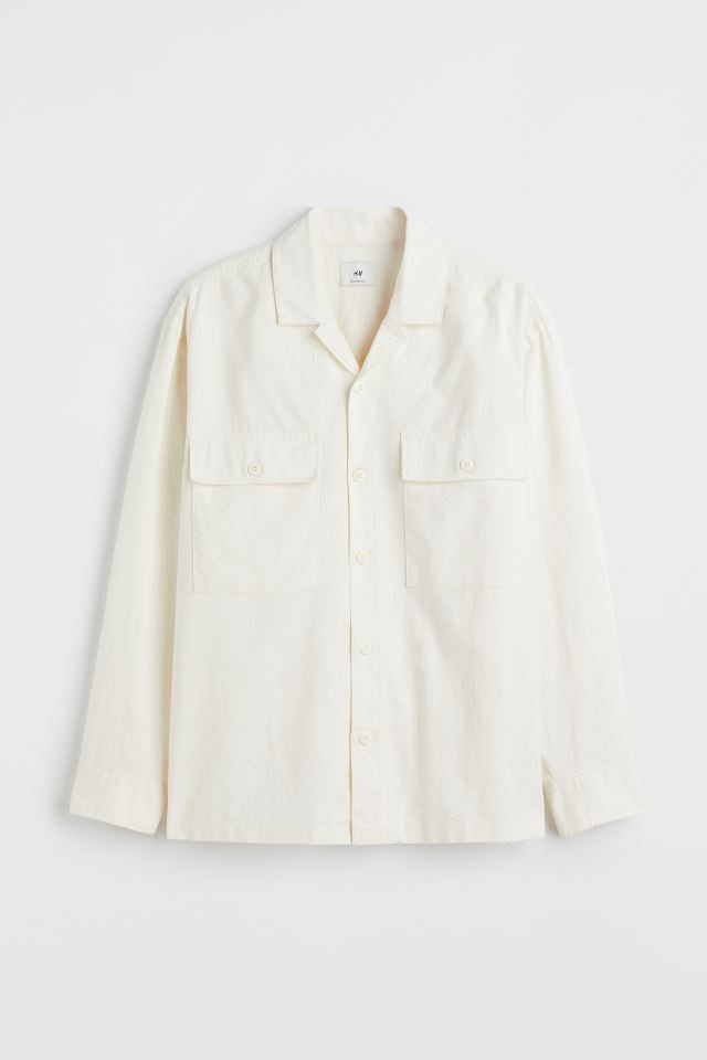 H&M SHIRT RELAXED FIT LINENBLEND OVERSHIRT, Men's Fashion, Tops & Sets