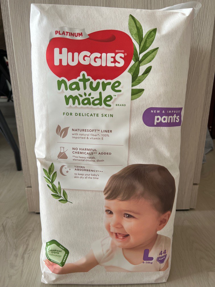 Huggies Platinum Nature Made L size, Babies & Kids, Bathing & Changing ...