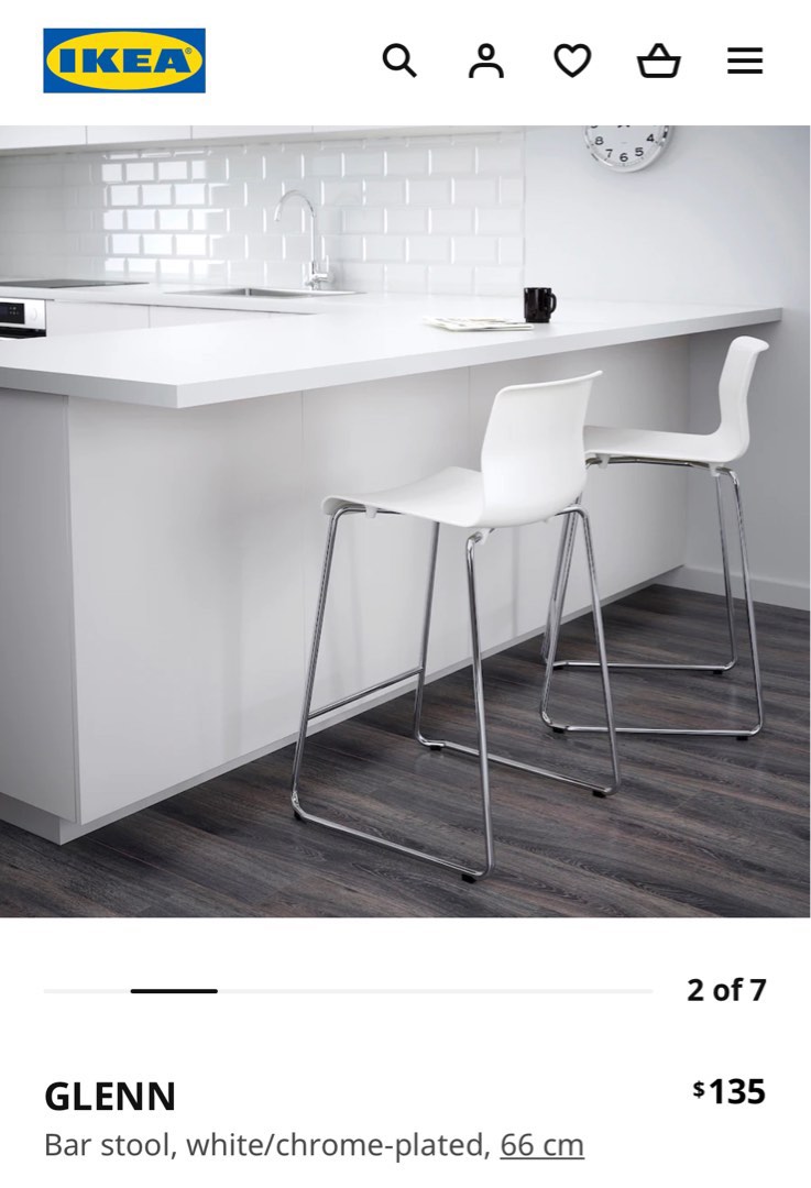 IKEA Bar Stool / High Dining Chair total 3 at 10 each, Furniture