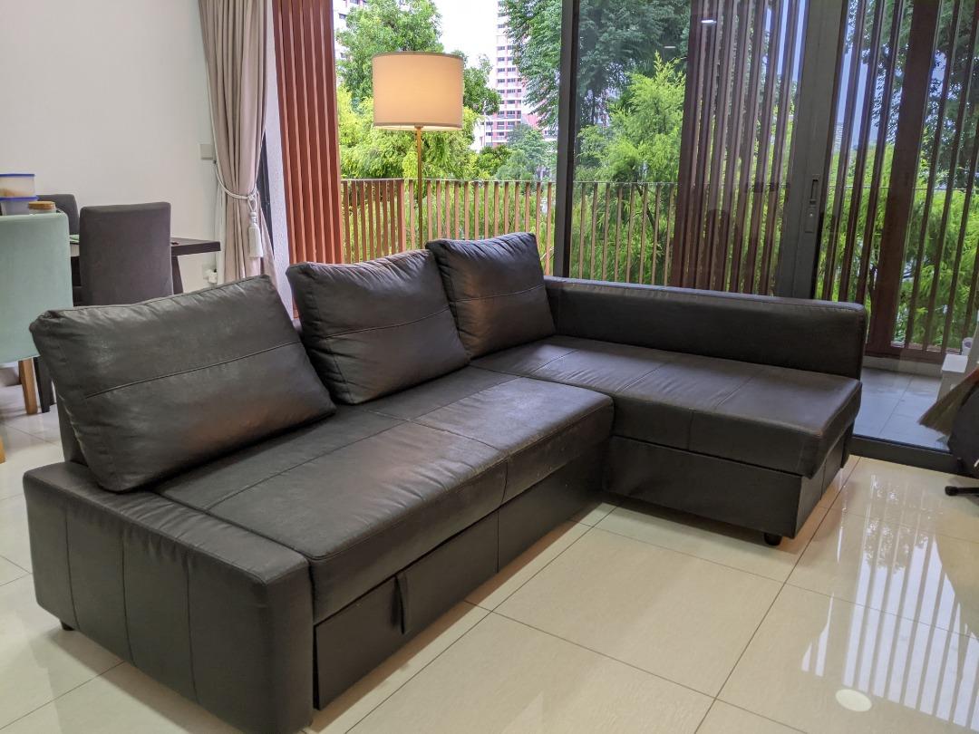 IKEA Friheten Corner Leather Sofabed with Storage, Furniture & Home