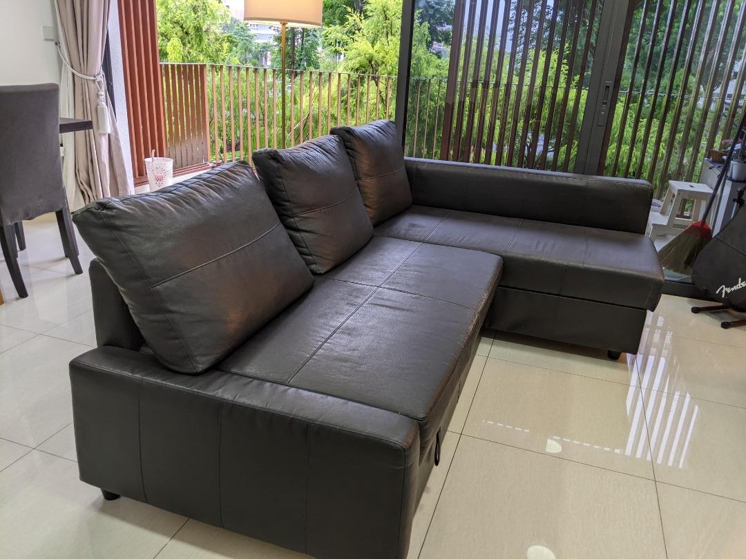 IKEA Friheten Corner Leather Sofabed with Storage, Furniture & Home
