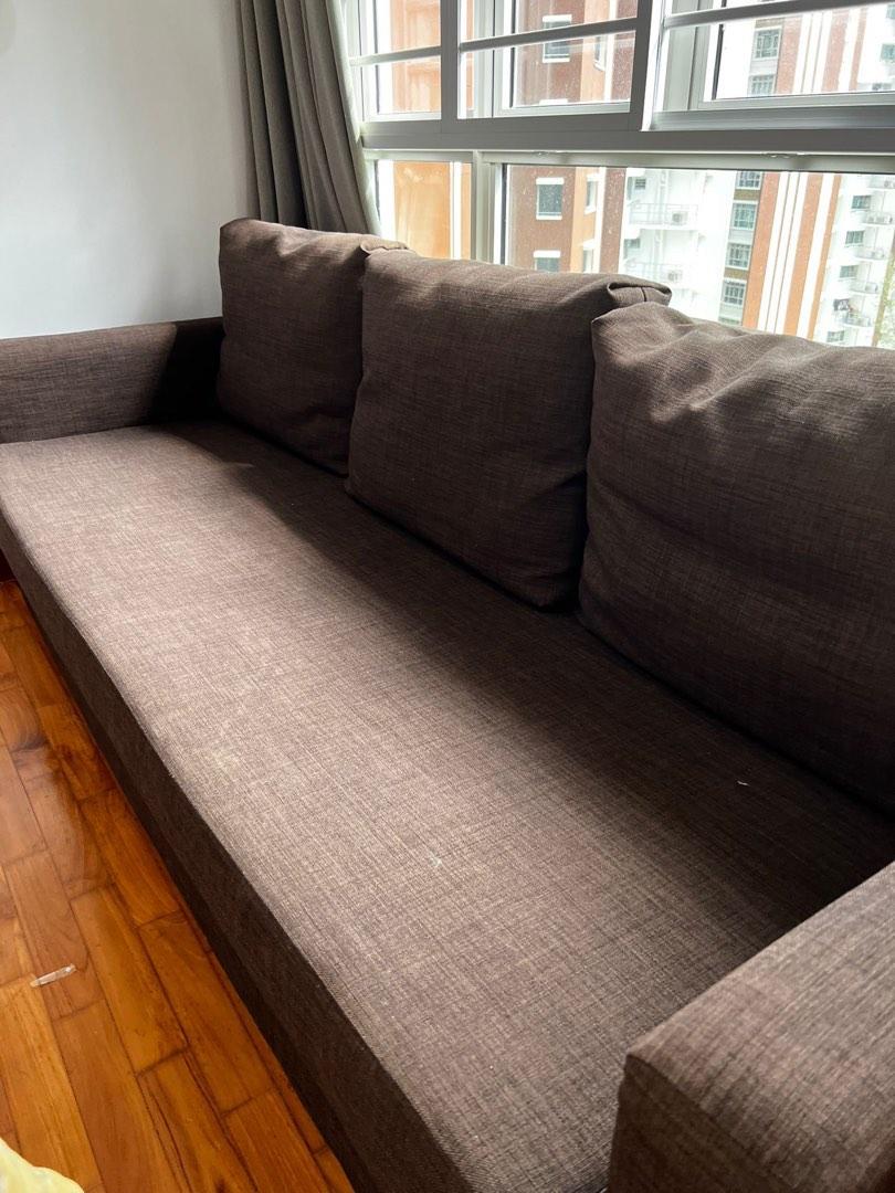 IKEA FRIHETEN SOFA BED DARK BROWN, Furniture & Home Living, Furniture