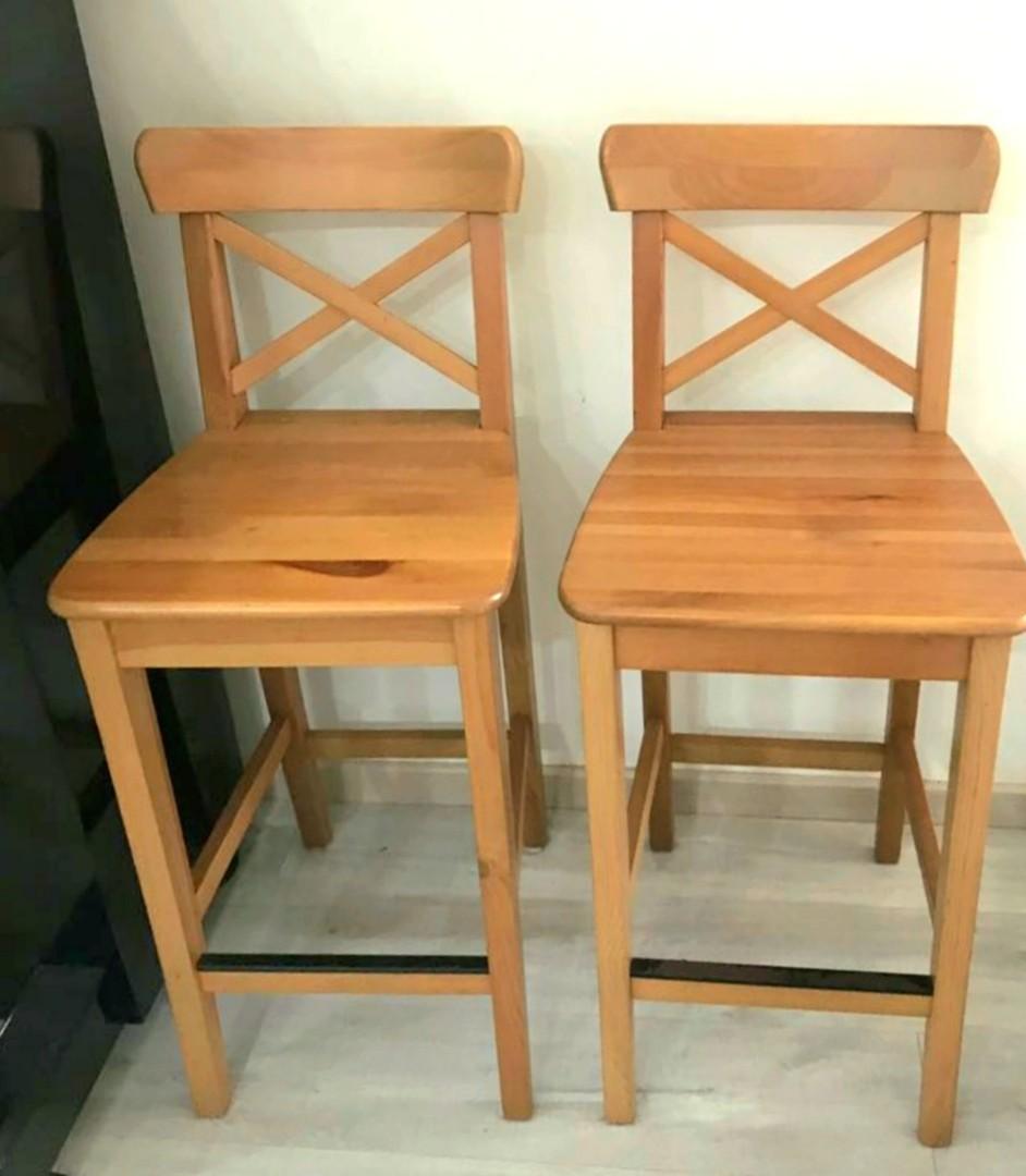 IKEA Ingolf Bar Stool x2, Furniture & Home Living, Furniture, Chairs on
