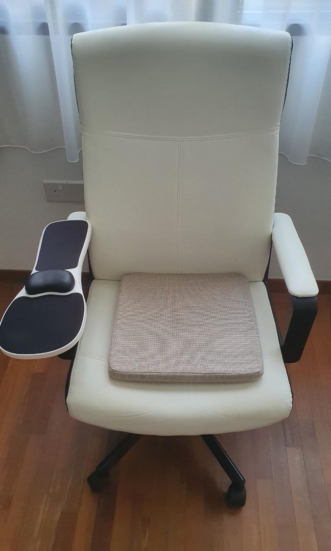 IKEA MILLBERGET White Leather Desk chair / Computer Chair includes