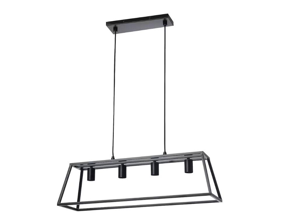 IKEA Pendant lamp in black metal with 4 lights, Furniture & Home Living