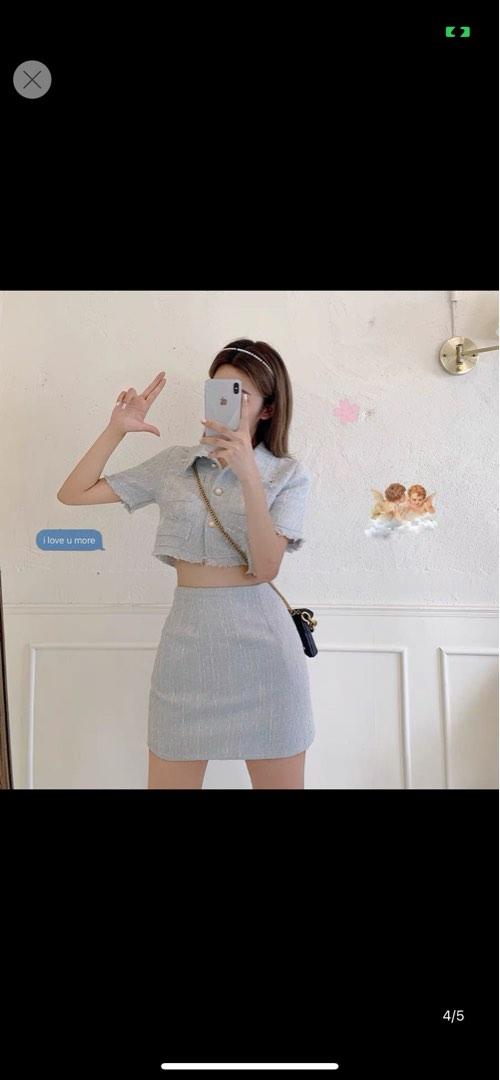 Light Blue Tweed Set, Women's Fashion, Dresses & Sets, Sets or Coordinates on Carousell