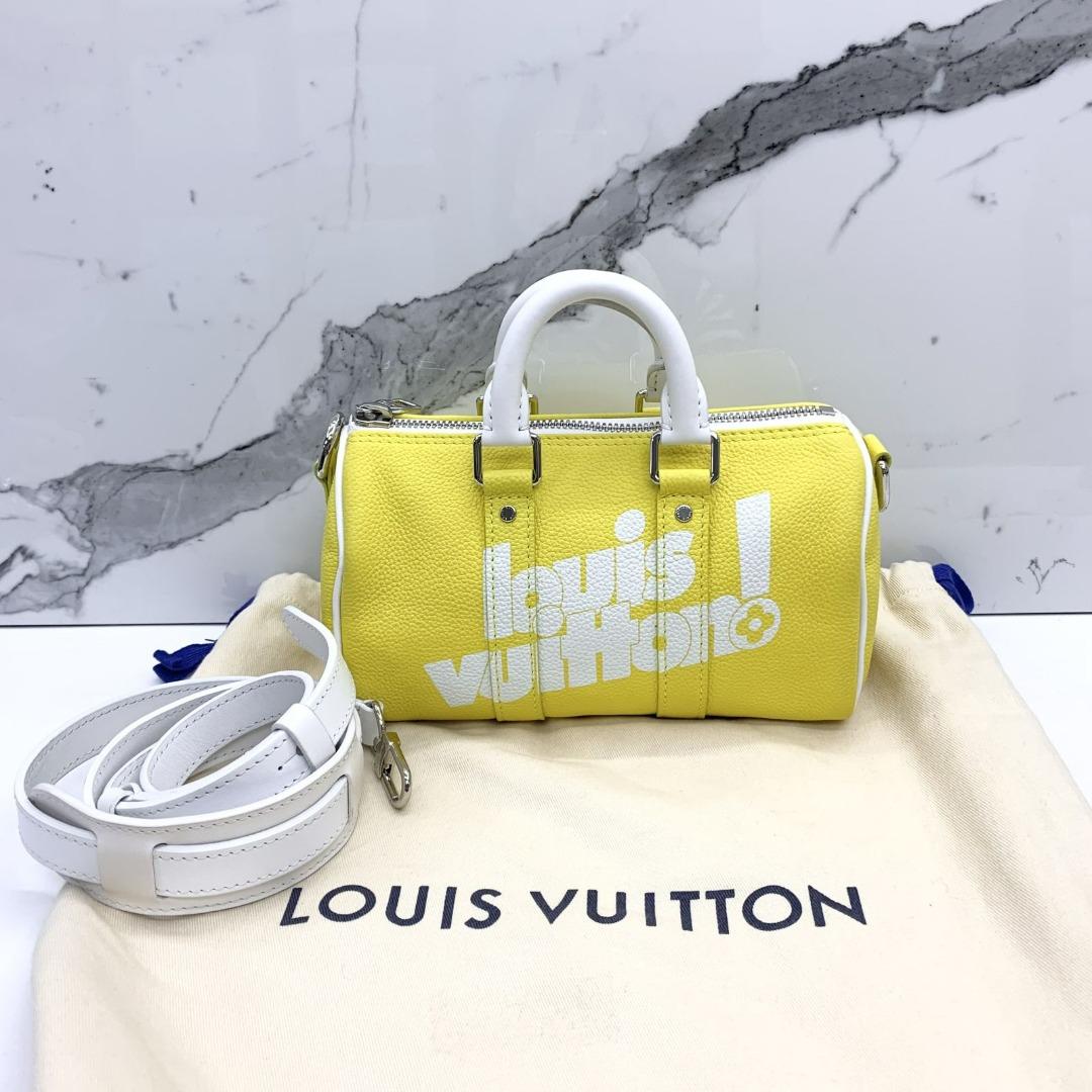 Pre-Owned Louis Vuitton Keepall XS M80842 Leather Yellow / White