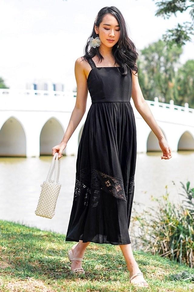 lovet vienna eyelet maxi dress black