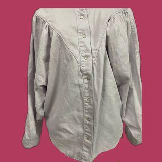 Mango light purple puffed shoulder shirt