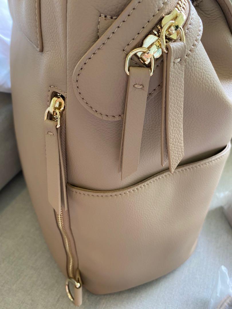 Mina Baie Midi Kinney Vegan Leather Diaper Bag in Sand, Babies & Kids