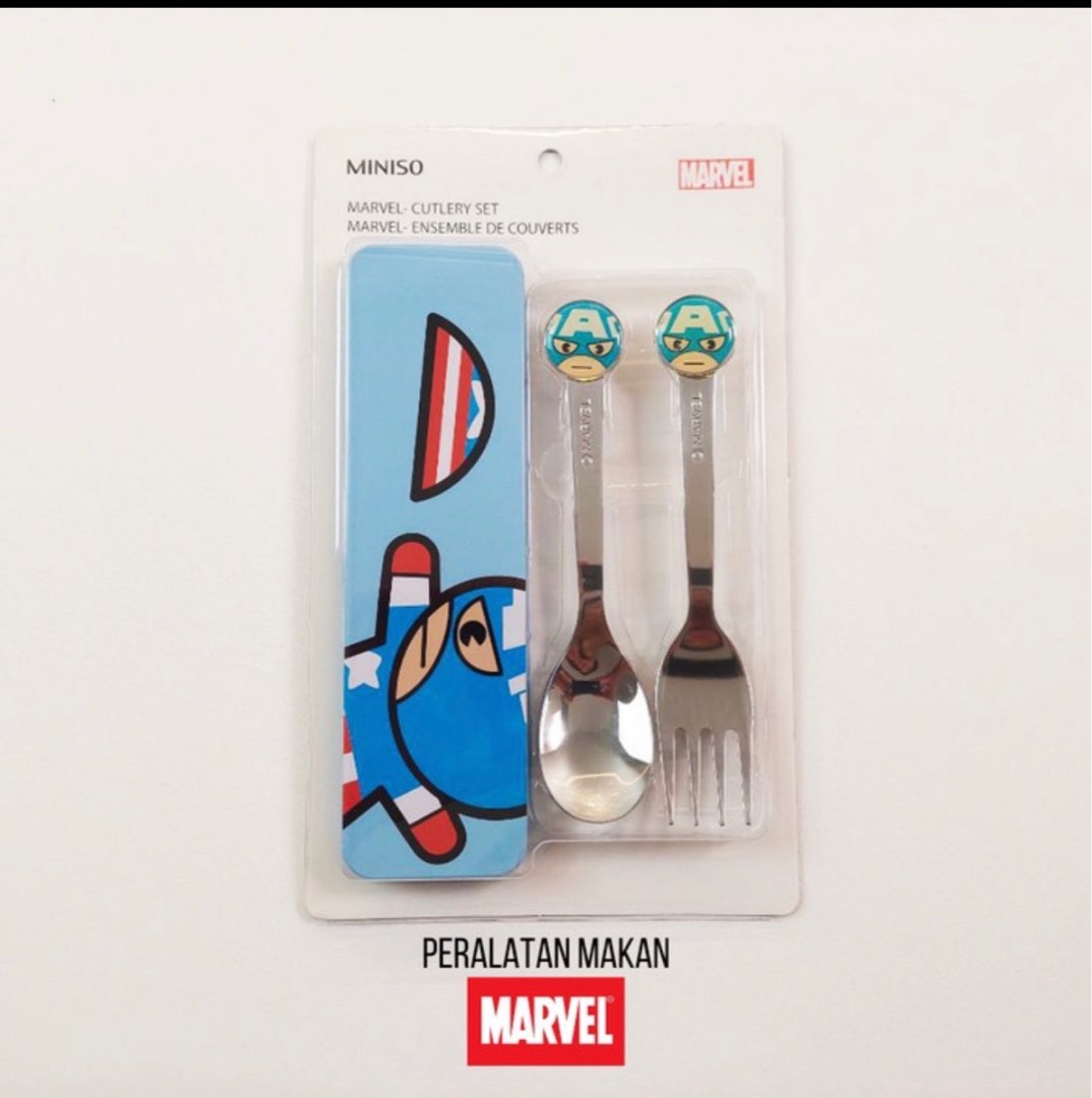 Miniso Marvel Cutlery Set, Babies & Kids, Nursing & Feeding, Weaning & Toddler Feeding on Carousell