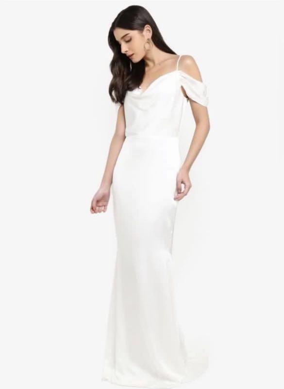 Missguided Off White Satin Maxi Dress