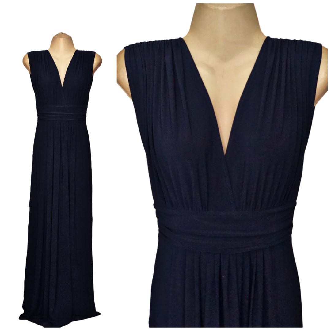 Draped Navy Blue Maxi Dress main image 0