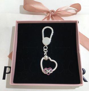 Pandora heart keychain / keyholders im silver with set of Heart inifinity charm