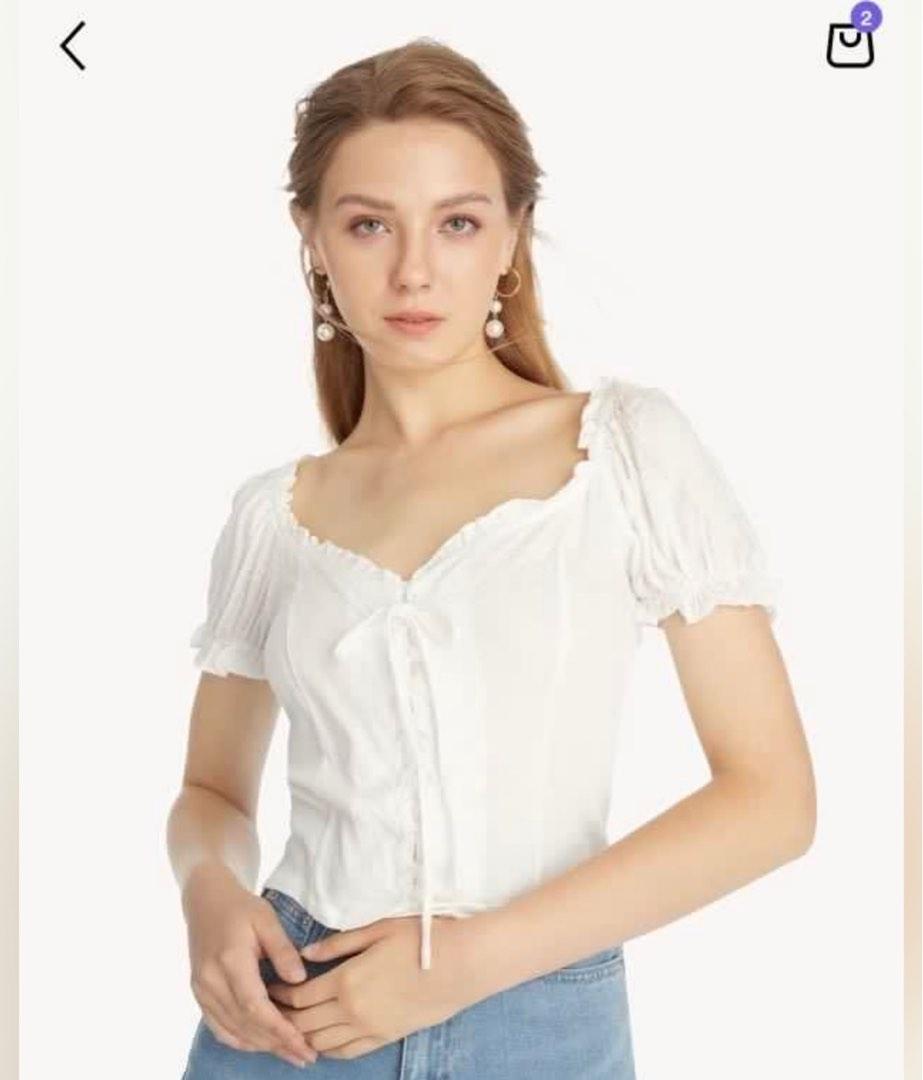 Pomelo Corset Style Blouse in white, Women's Fashion, Tops, Blouses on