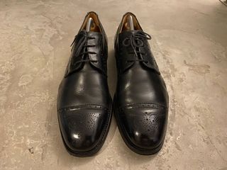 Pre Loved Church Semi Brogue Shoes UK9 Wide Fit Black Men s