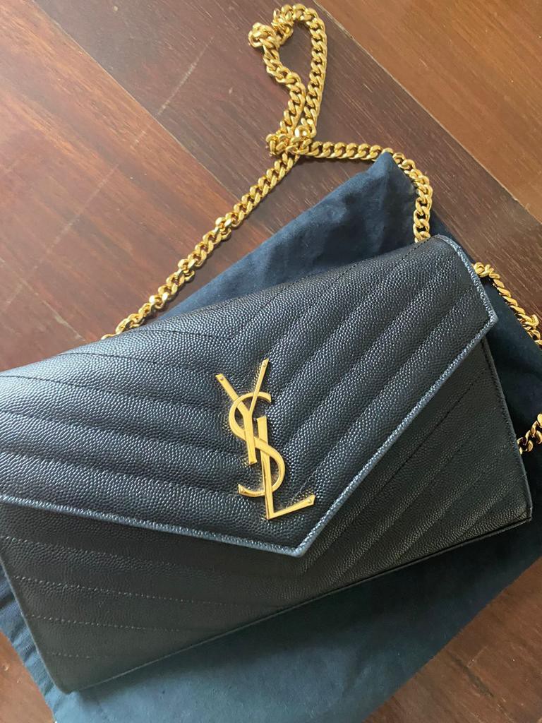 Preloved 2018 YSL WOC 19cm Black Caviar GHW (db booklet box) - 12,250.000;  jt