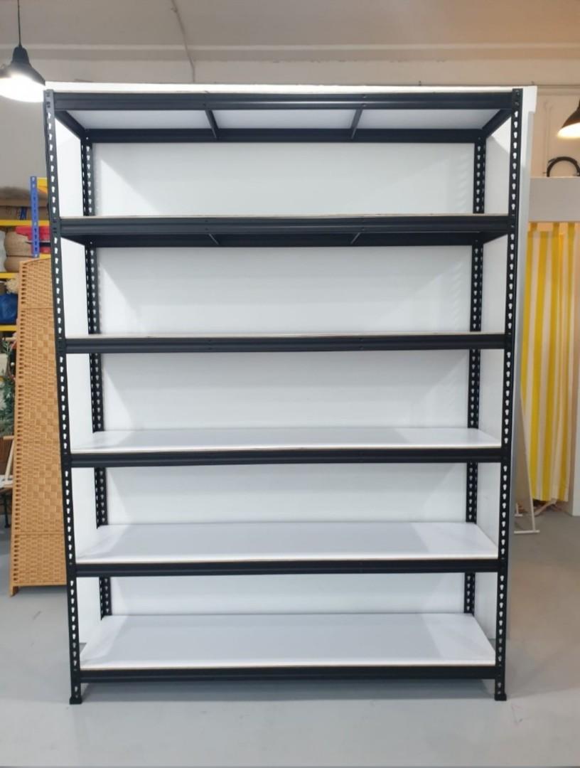 Premium Black Metal Boltless Rack, Metal Storage Rack, PVC Wood