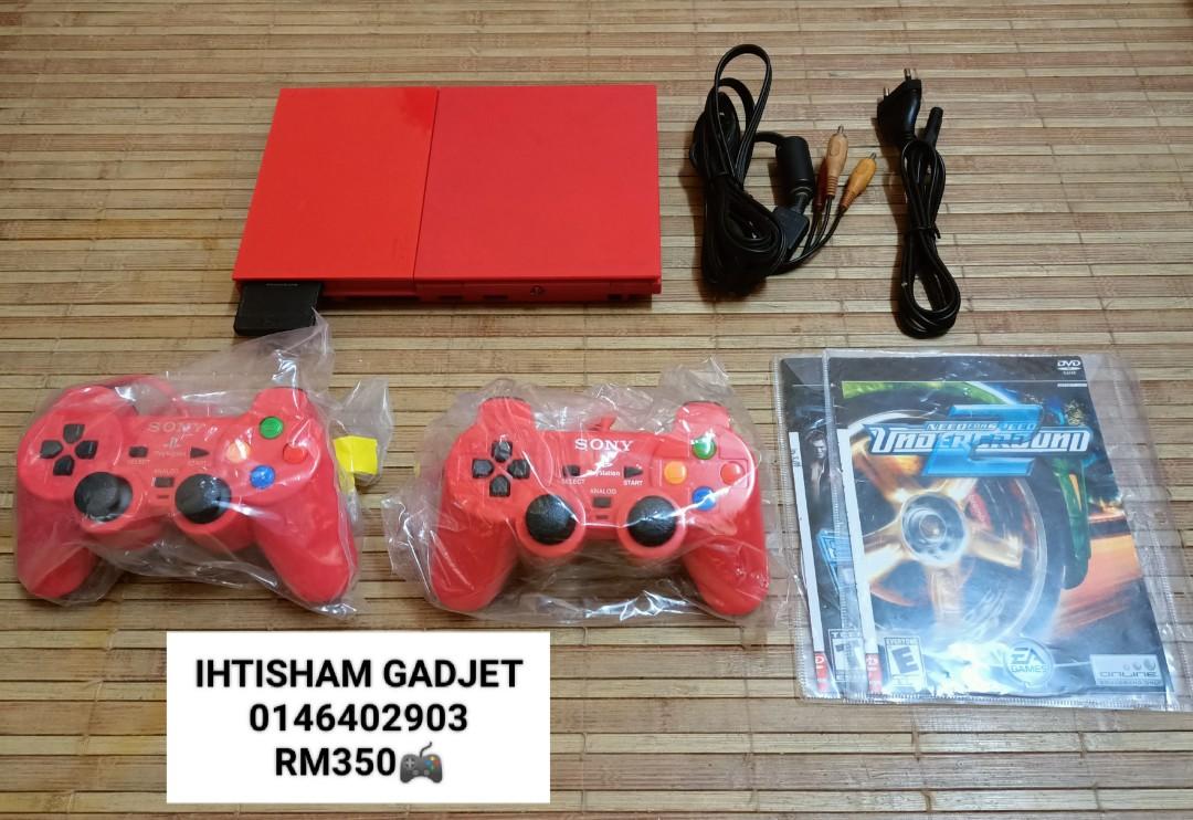 Ps2 slim red secondhand, Video Gaming, Video Game Consoles, PlayStation on  Carousell