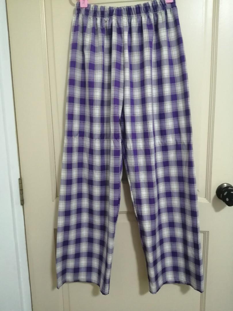 Purple checkered pants outlet