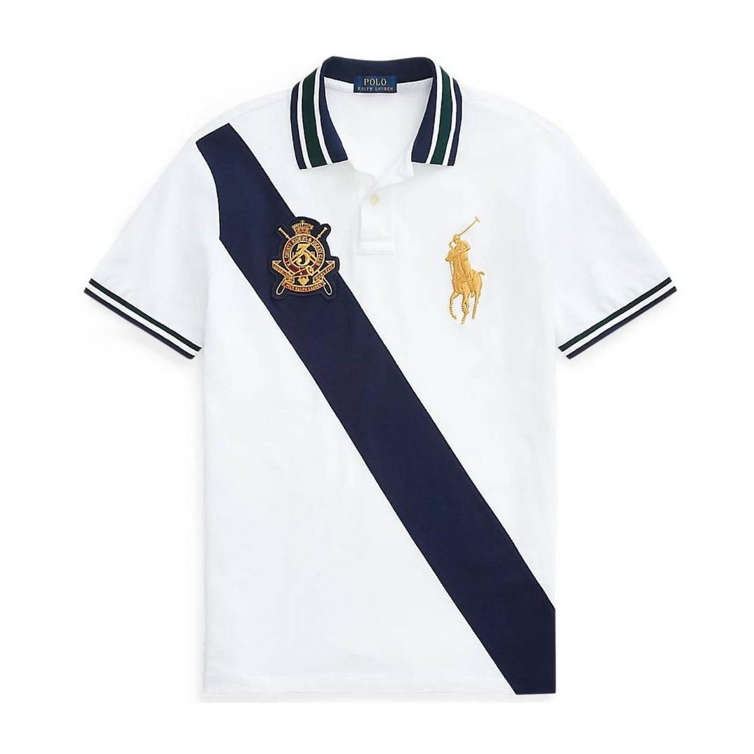 RALPH LAUREN Crest Patch Knit Mesh Polo Shirt White S, Men's Fashion