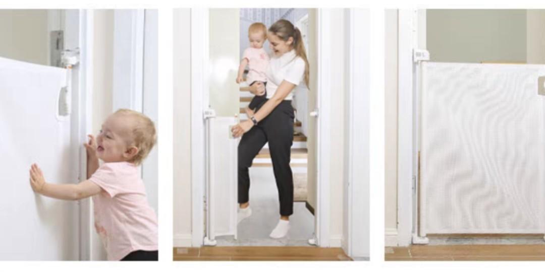 Retractable Safety Gate for Babies & Pets Adhesive No Drilling, Pet
