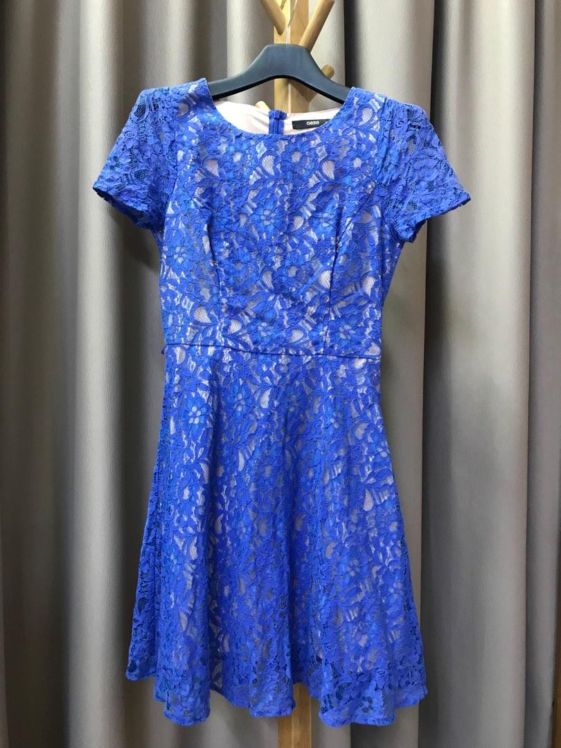 Oasis blue lace skater dress online