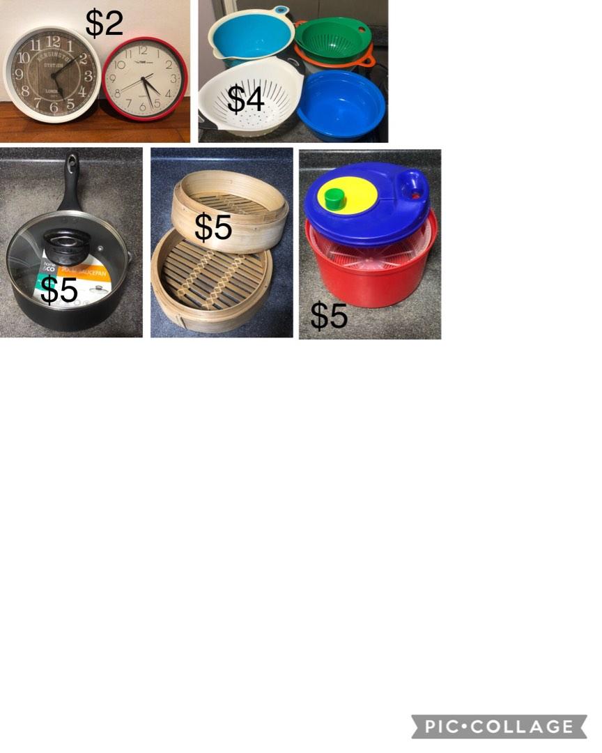 Saucepan/Salad drainer/Plastic/ Steamer/ Clocks, Furniture & Home