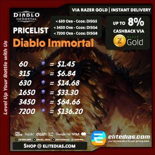 [SG ACCOUNTS][INSTANT] Cheapest Diablo Immortal Eternal Orbs Top Up | Available 24/7 | Instant Delivery | Authorised Reseller