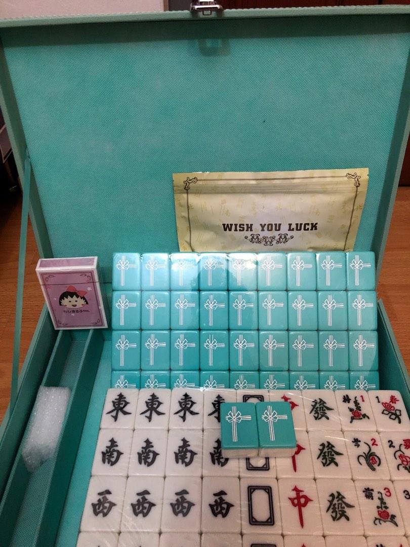 TIFFANY BLUE LEATHER MAHJONG SET, Hobbies & Toys, Toys & Games on Carousell