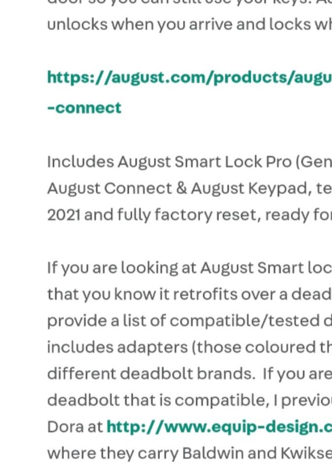 Unused August Smart Lock Pro, August Connect WiFi Bridge, August Door Sense, Furniture & Home