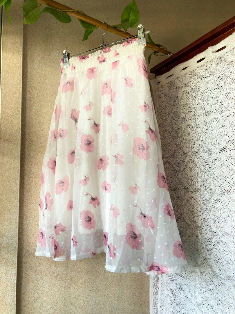 Vintage fairy skirt pink floral skirt japanese skirt coquette