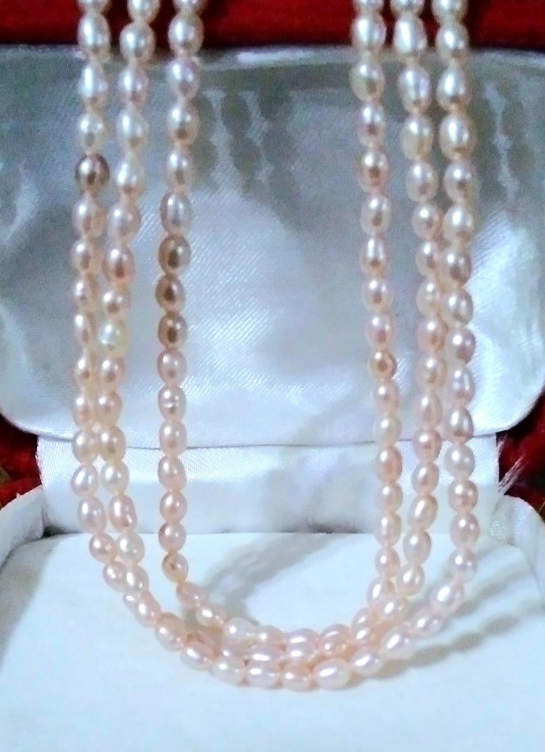 DOUBLE WRAP RICE PEARL NECKLACE- PINK main image 1